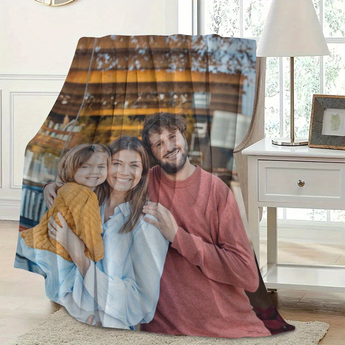 Custom Photo Flannel Blanket Soft Cozy Polyester Digital Print for All Seasons