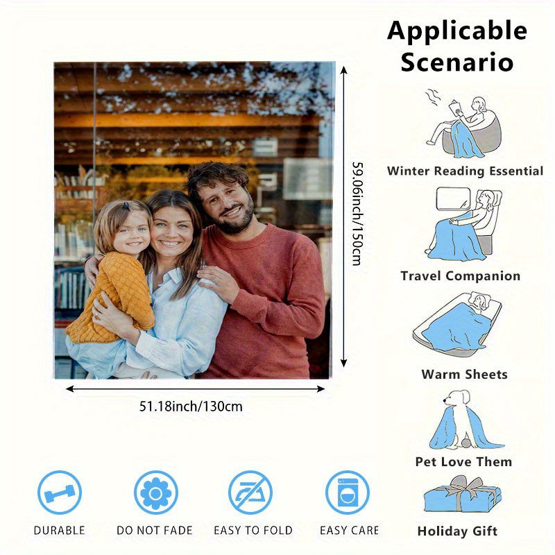 Custom Photo Flannel Blanket Soft Cozy Polyester Digital Print for All Seasons