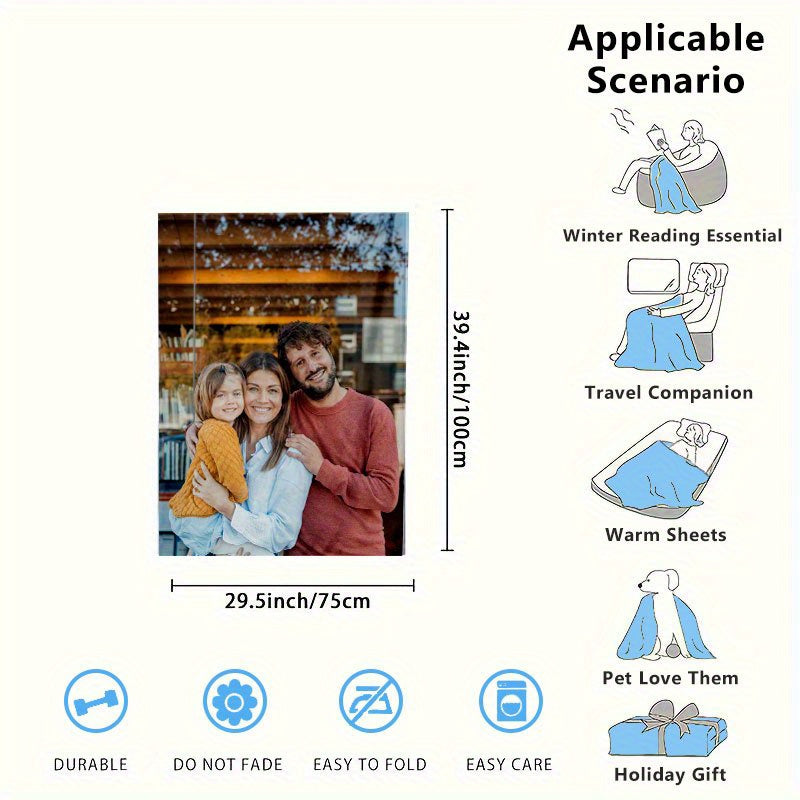 Custom Photo Flannel Blanket Soft Cozy Polyester Digital Print for All Seasons