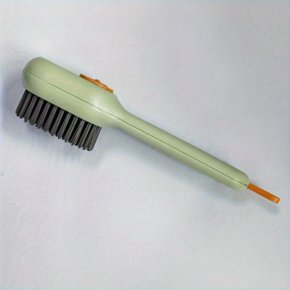 Multifunctional Shoe Brush with Soap Dispenser Light Green Soft Bristles Durable Plastic