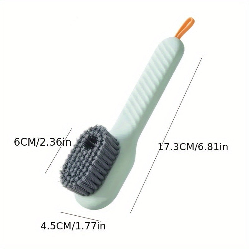 Multifunctional Shoe Brush with Soap Dispenser Light Green Soft Bristles Durable Plastic