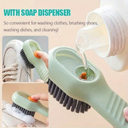 Multifunctional Shoe Brush with Soap Dispenser Light Green Soft Bristles Durable Plastic