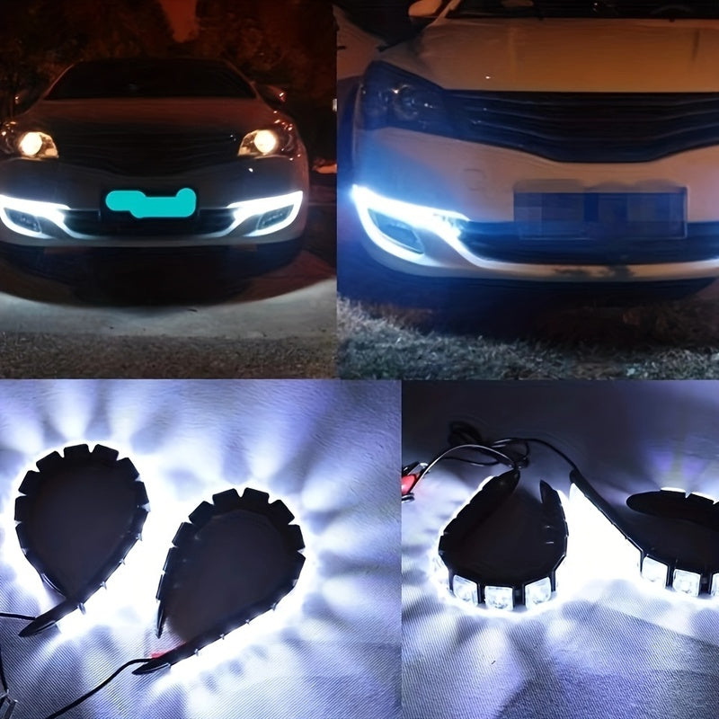 2PCS LED Car Lights Flexible White Ice Blue Hardwired 12V