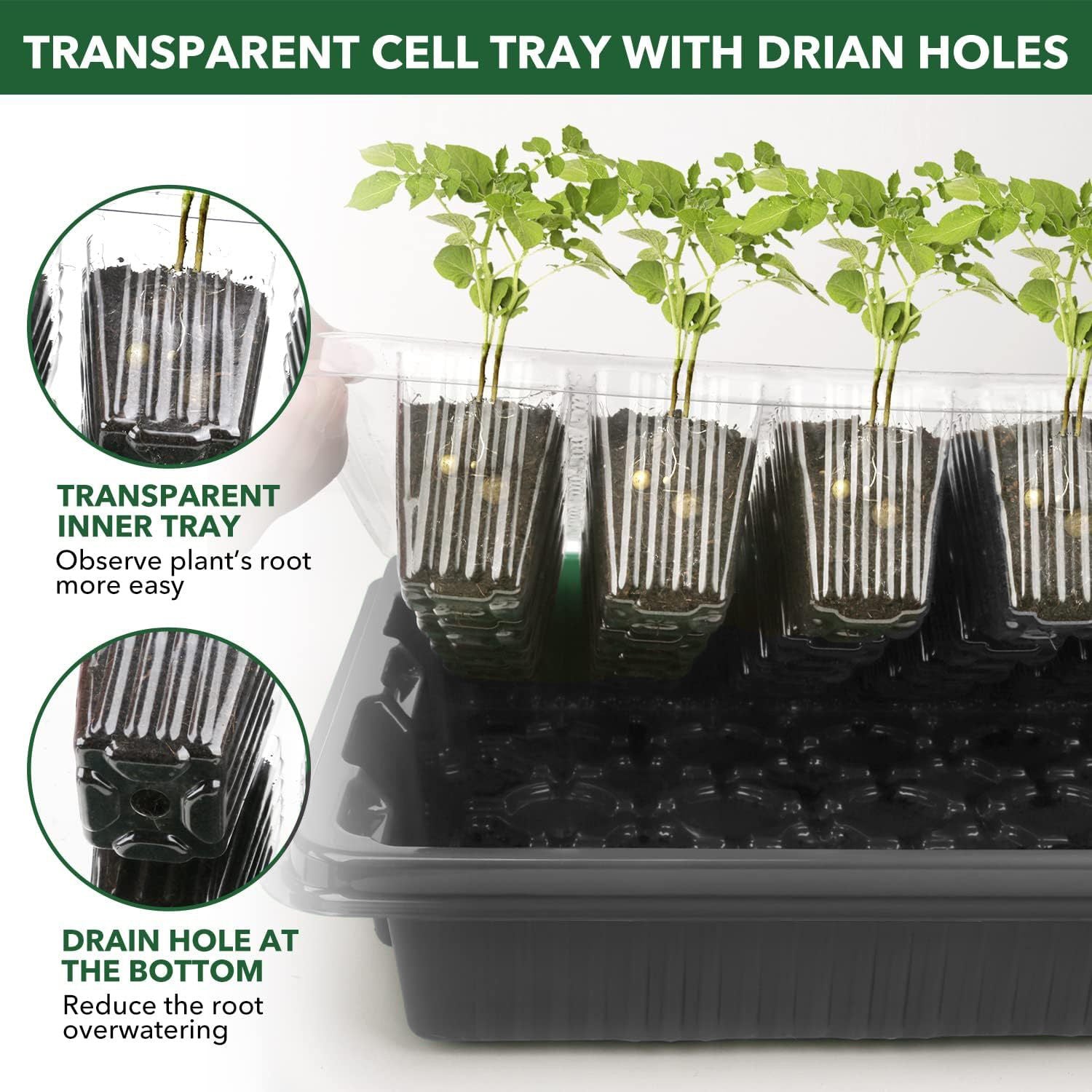 1 dona Issiqxona Ustasi Urug‘larni Boshlash To‘plami LED Chiroq Yoritgichlari bilan, USB Quvvatlanadi, Moslashtiriladigan Yorqinlik, Namlik, Vaqtni Boshqaruvchi, Batareya Kerak emas.