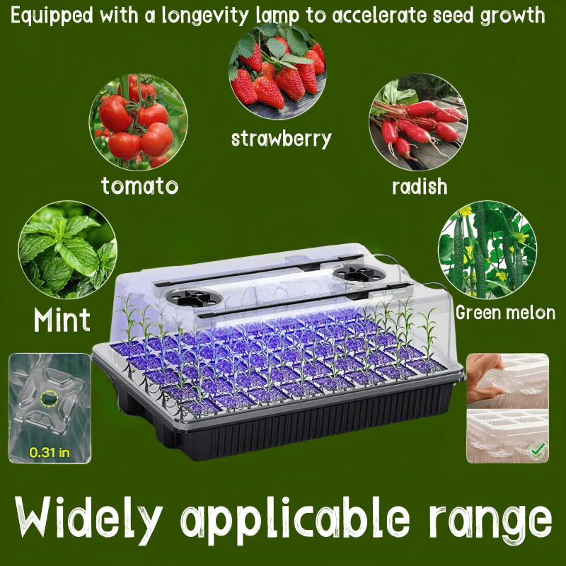 1 dona Issiqxona Ustasi Urug‘larni Boshlash To‘plami LED Chiroq Yoritgichlari bilan, USB Quvvatlanadi, Moslashtiriladigan Yorqinlik, Namlik, Vaqtni Boshqaruvchi, Batareya Kerak emas.