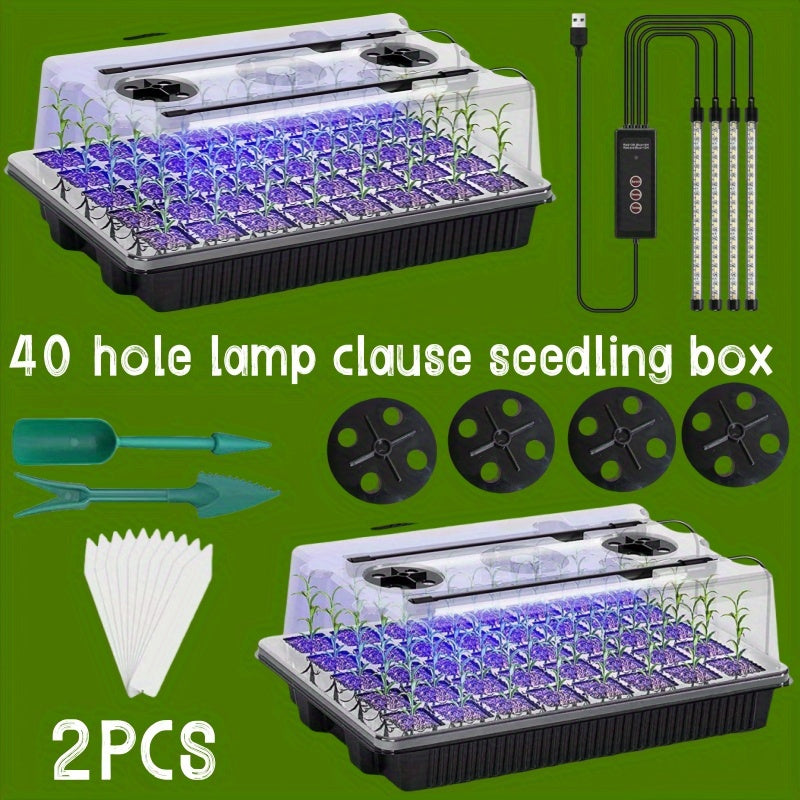 1 dona Issiqxona Ustasi Urug‘larni Boshlash To‘plami LED Chiroq Yoritgichlari bilan, USB Quvvatlanadi, Moslashtiriladigan Yorqinlik, Namlik, Vaqtni Boshqaruvchi, Batareya Kerak emas.