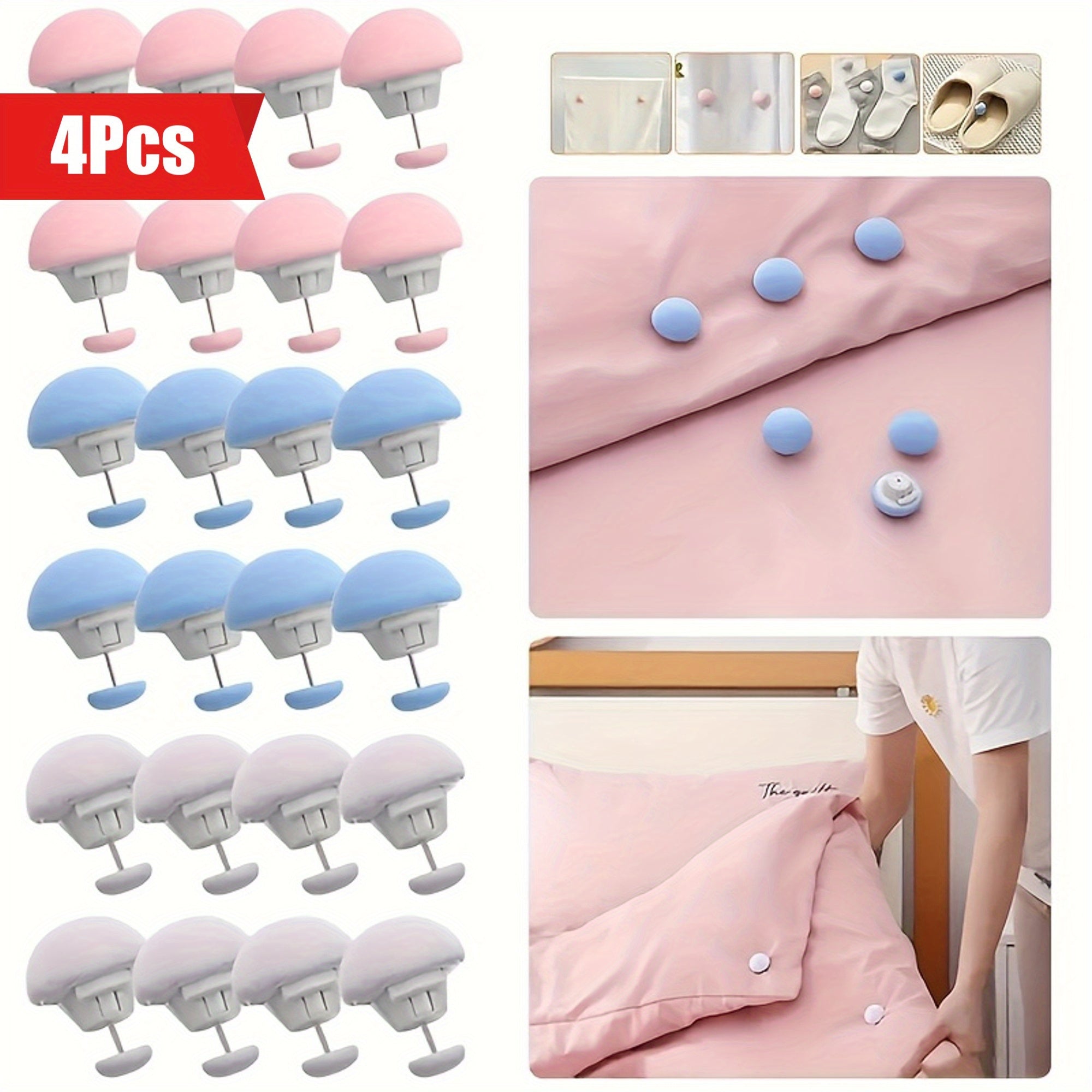 Set of 4 Duvet Clips Polypropylene Sheet Fasteners Quilt Cover Stabilizers Bedding Buckles