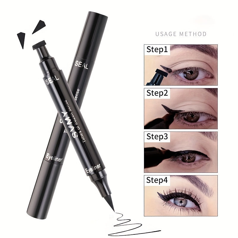 Liquid Eyeliner Pen Women Waterproof Long-Lasting Dual-Tip Black