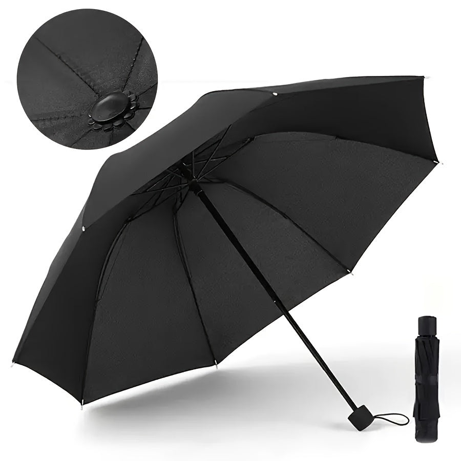 Windproof Sun Umbrella 8 Ribs Iron Frame UV Protection Foldable Black