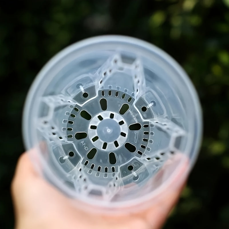 Set of 5 Round Plastic Orchid Pots with Drainage Holes for Indoor Outdoor Use