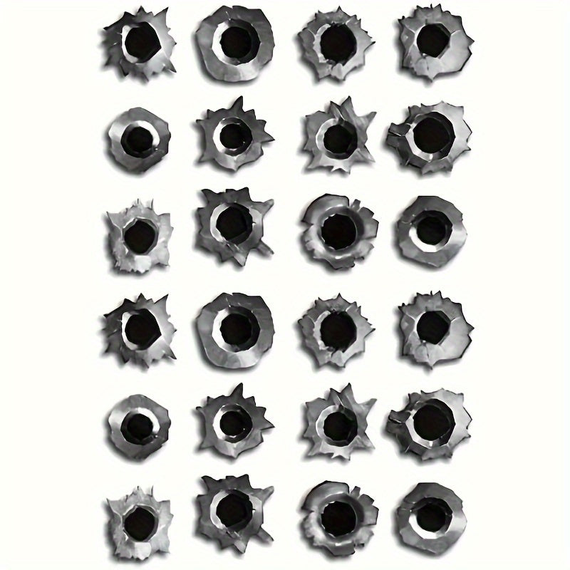 24pcs 3D Realistic Bullet Hole Stickers Waterproof Car Decor Prank Gadgets