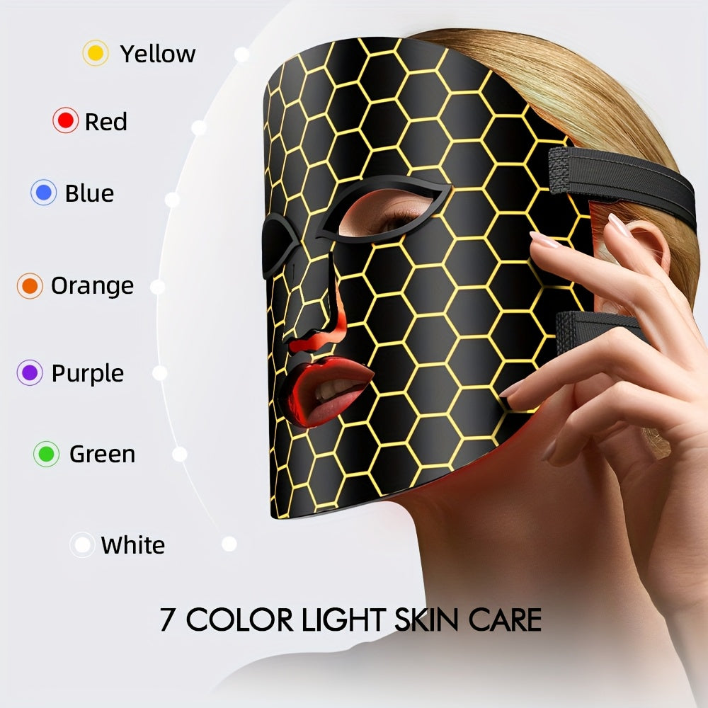 Portable Skincare Device with Seven Color Light Options Rechargeable Light Therapy Facial Mask