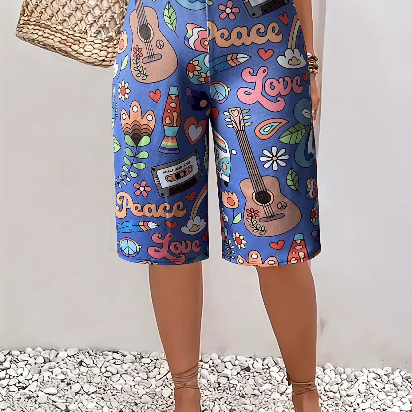 Шорты с принтом больших размеров, повседневные, удобные, с эластичным поясом