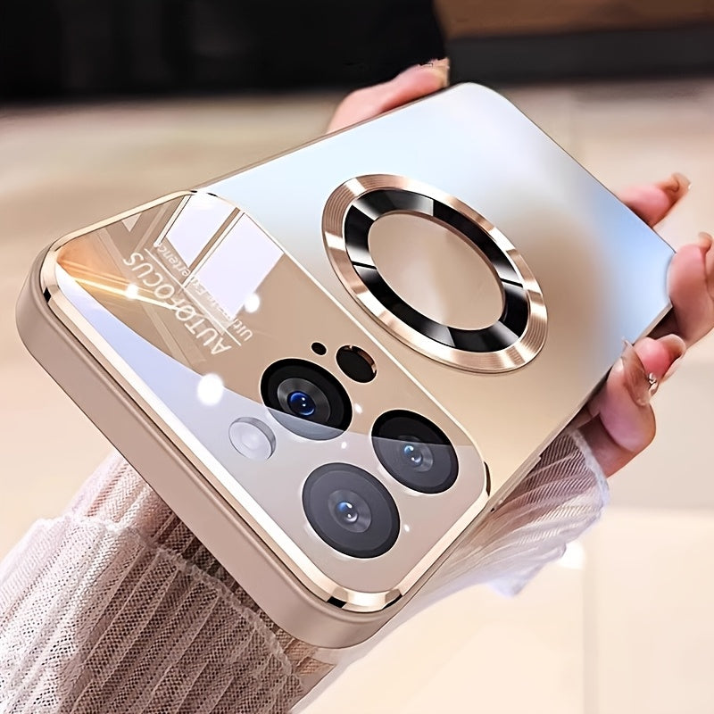 Matte Titanium Phone Case for iPhone with Magnetic Wireless Charging and Shockproof Camera Lens Protection