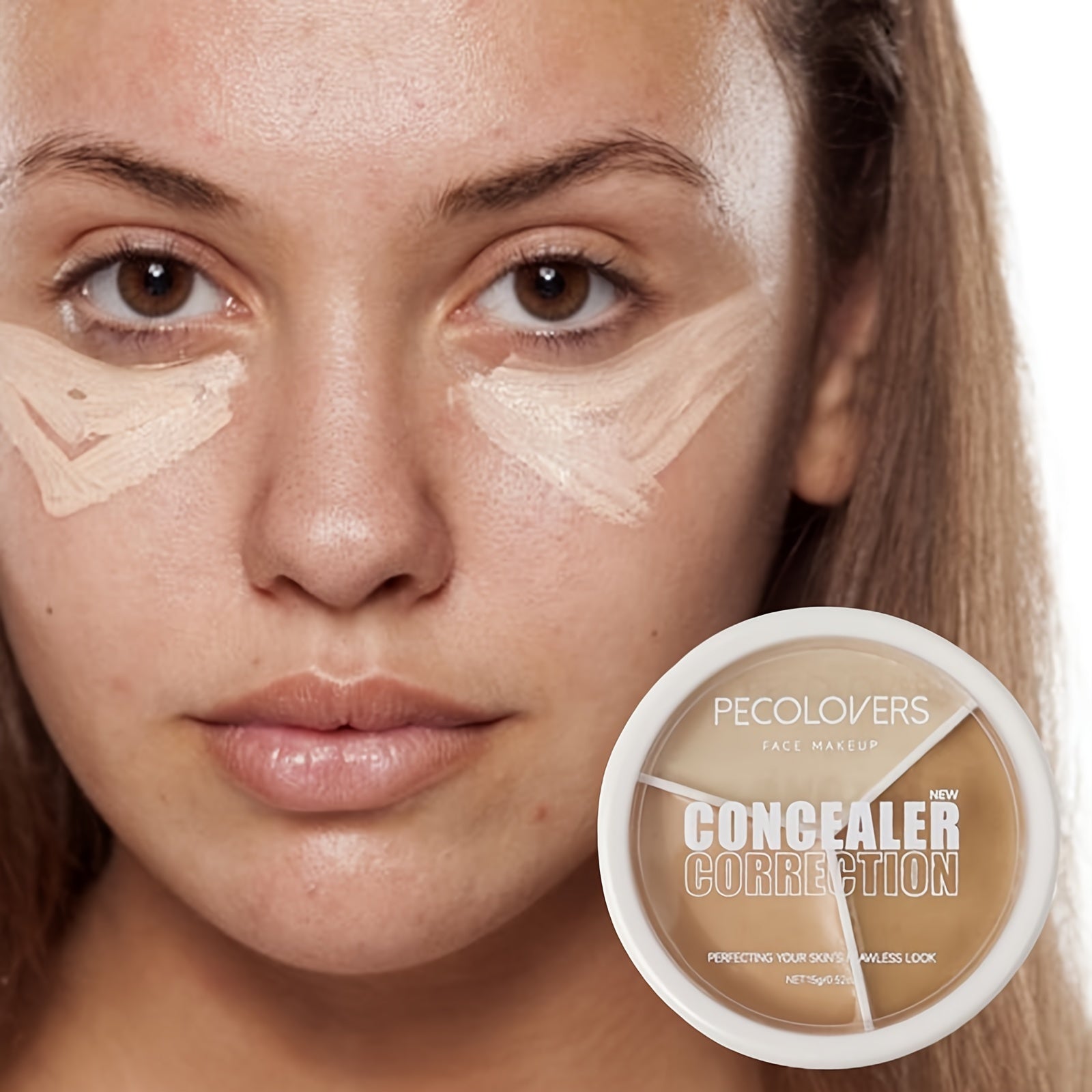 Yuz makiyaji korektori palitrasi 3-rangli krema, to'liq qamrov, suv o'tkazmaydigan, nuqsonlarni yashirish