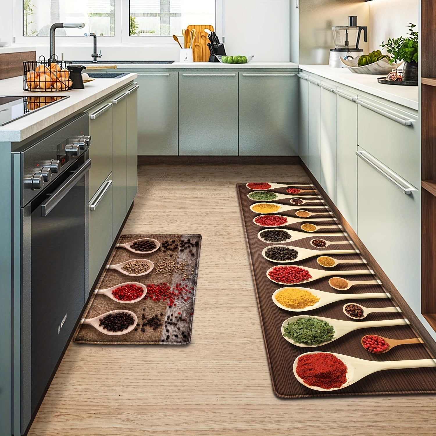 Alfombra de cocina con diseño de madera, tapete lavable para zonas de alto tráfico