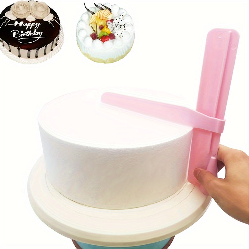 Set de nivelador de pasteles y espátula para crema con cuchilla ajustable para hornear en rosa o azul