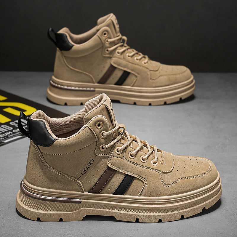 Women's Autumn Leather High-Top Sneakers for Casual Wear