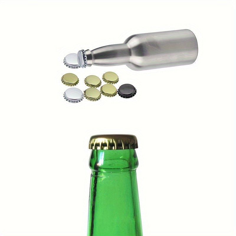 50 Golden, Silver, and Black Beer Bottle Caps for Home Brewing and Bar Tools