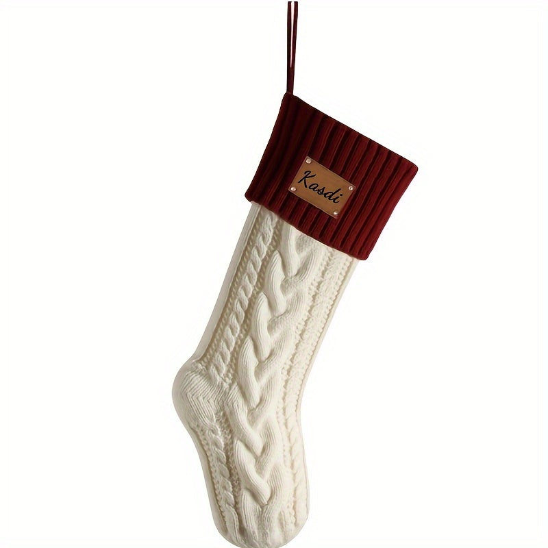 Personalized Christmas Stocking with Custom Knit Name Large Holiday Gift Bag for Family and Friends