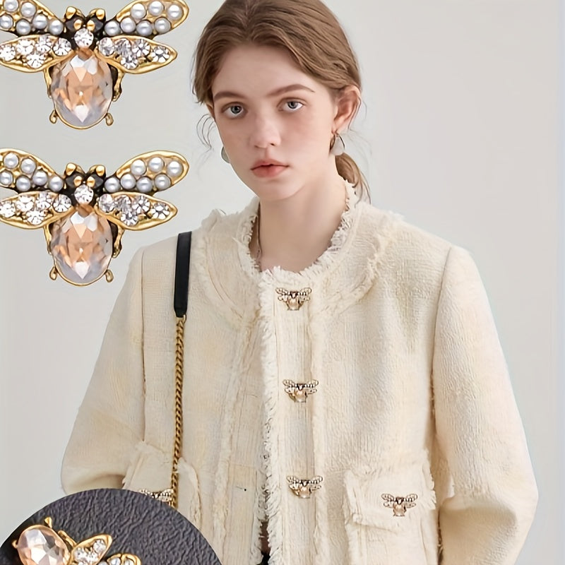 Set of 4 DIY Jewelry Bee Buttons for Clothing Accessories Small Fragrance Wind Coat Buttons