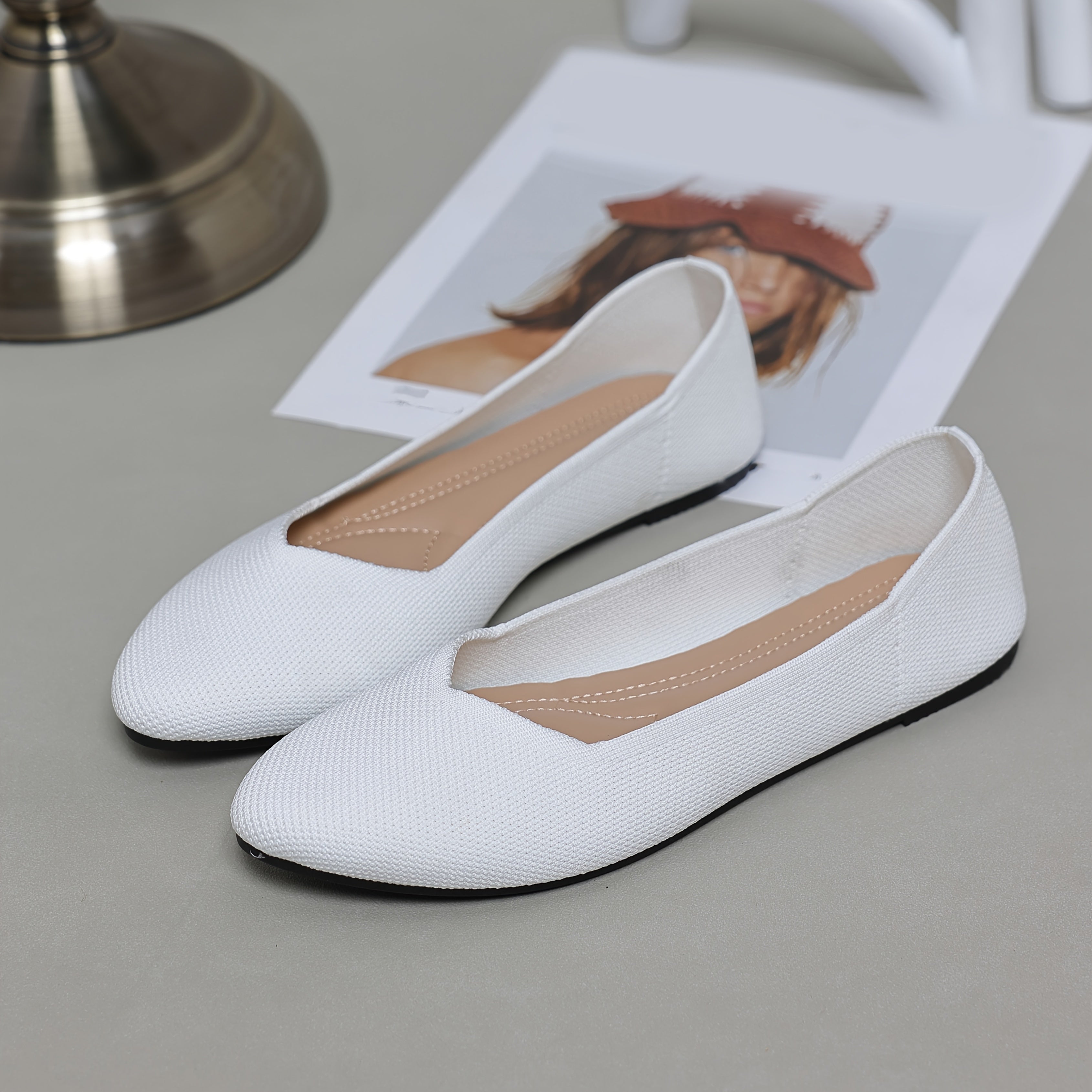 Women Knitted Slip-On Flats Breathable Casual Ballet Shoes