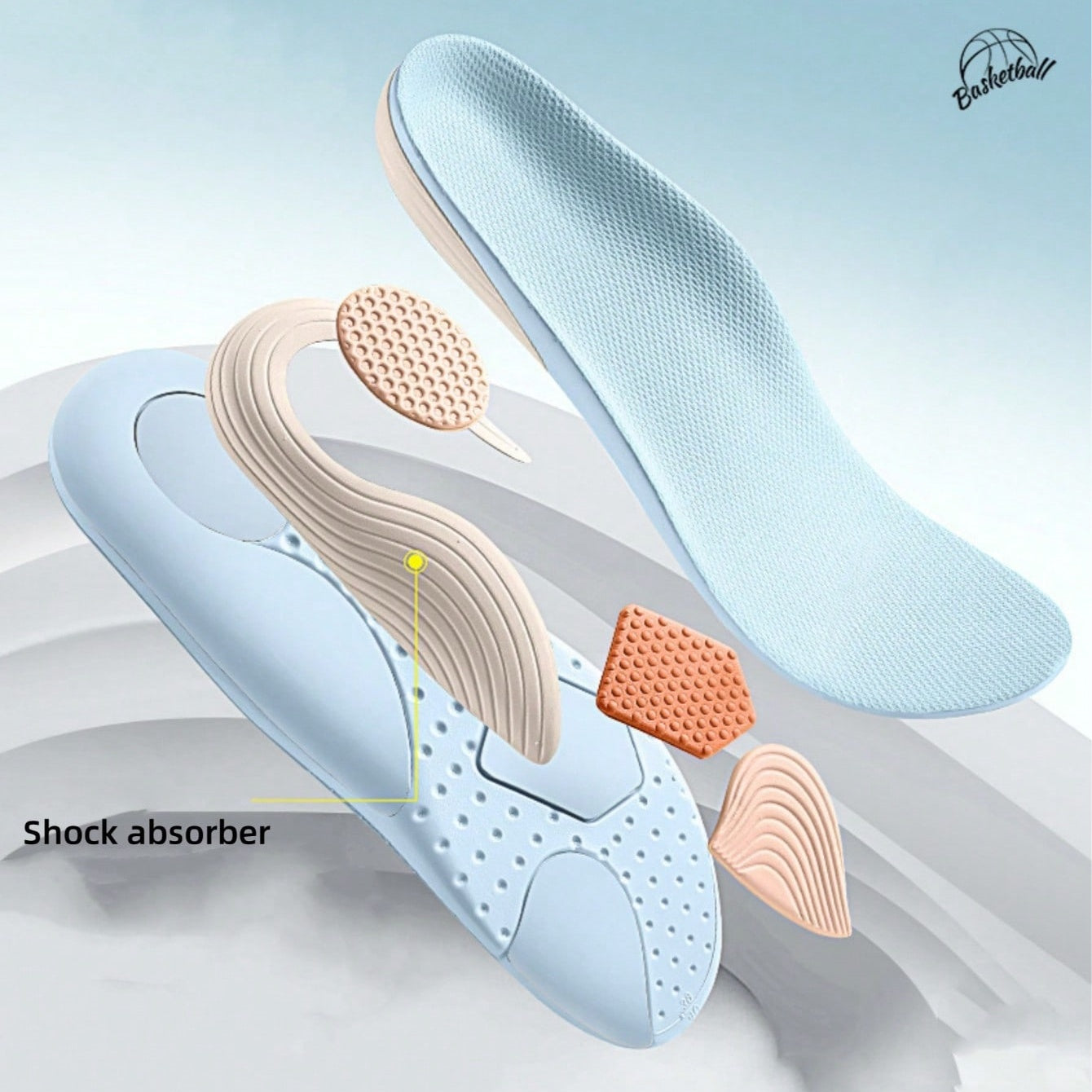 Unisex Breathable EVA Arch Support Sports Insoles for Running and Casual Shoes