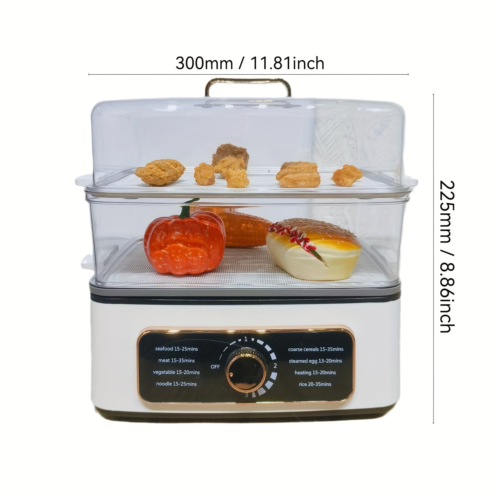 8 режим ва қўлланма ёқилган қуритилган пўшиш муҳофазасига эга 1500W ақлли электр пароварка, 3-5 кишига мўлжалланган. Оқ рангда, қизилча деталлар билан, эрталабки овқат, тайёрлаш ва иссиқ қовуриш учун мўлжалланган. Мўлжалланган ва замонавий ошхона