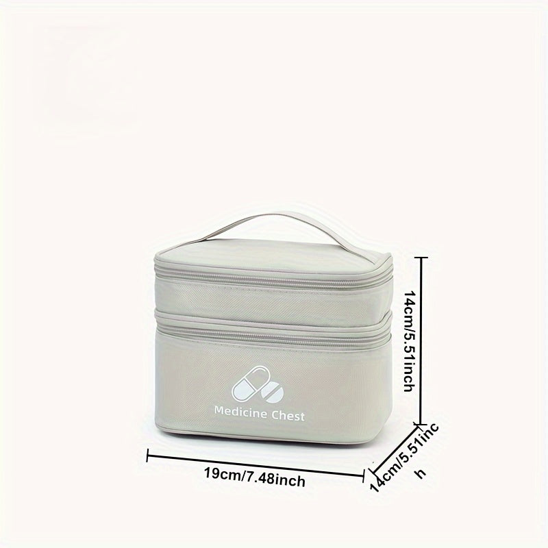 Red Polyester Zipper Pill Organizer for Travel and Home Storage