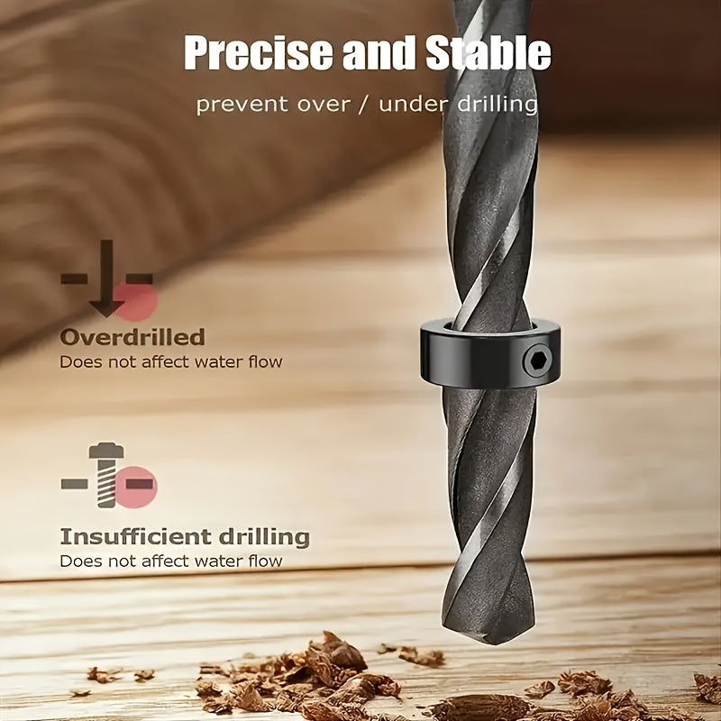 9Pcs Drill Stop Bit Collar Set Adjustable Carbon Steel Limit Rings