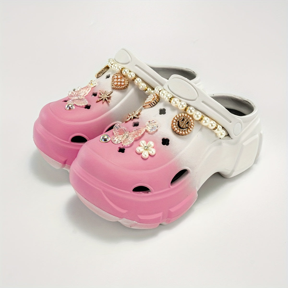 Women’s EVA Platform Sandals with Cartoon Pearl Butterfly Design