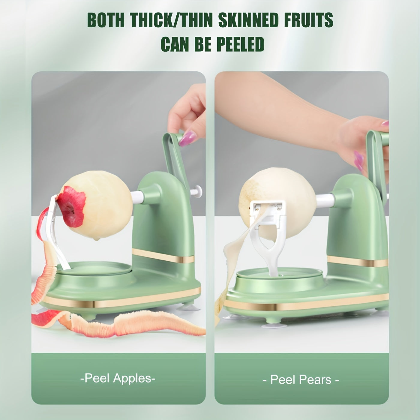 Manual Fruit Peeler for Apples Potatoes and Pears Food-Safe Plastic Kitchen Tool