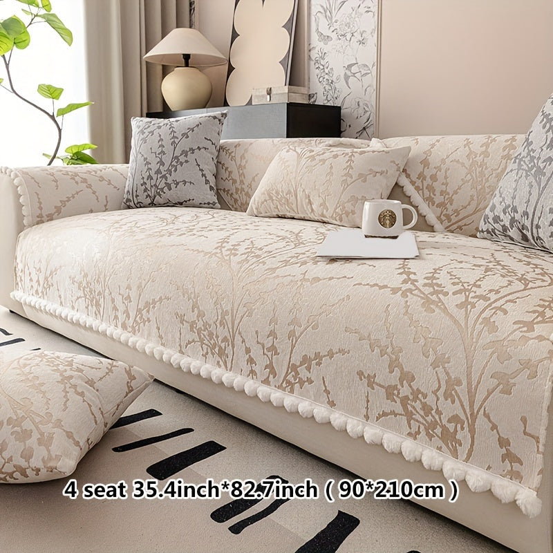 Chenille Jacquard Sofa Cover Non-slip Anti-Cat Scratch All-Season Furniture Protector