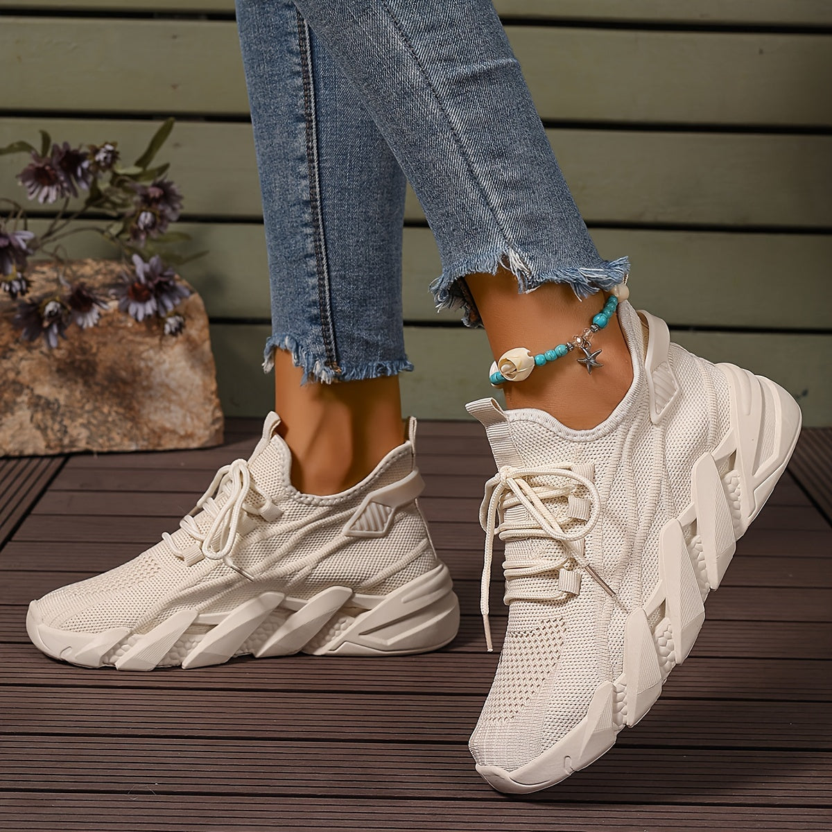 Women's Breathable Mesh Casual Sneakers Low-Top Walking Shoes