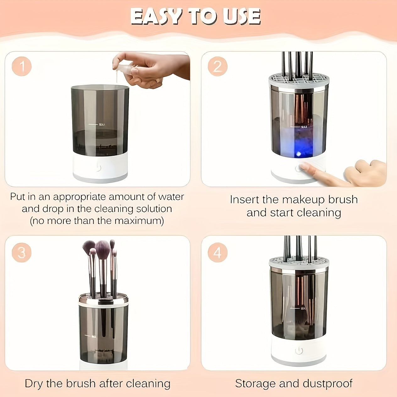 3-in-1 Automatic Makeup Brush Cleaner and Dryer Stand for Fresh Brushes