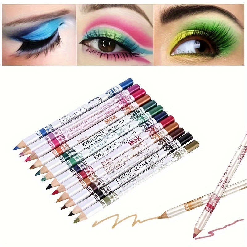 12Pcs Multi-Purpose Eyeliner and Lip Liner Set Gel Eye Shadow Makeup