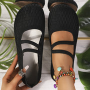 Women's Hollow-Out Knit Mary Jane Shoes Casual Versatile Flats