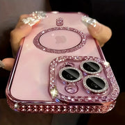 Luxury Rhinestone Magnetic Phone Case for iPhone 11 Pro Max Lens Protection