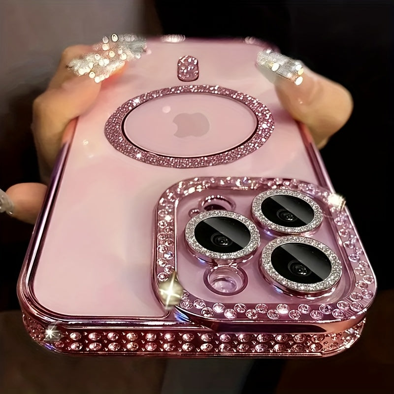 Luxury Rhinestone Magnetic Phone Case for iPhone 11 Pro Max Lens Protection