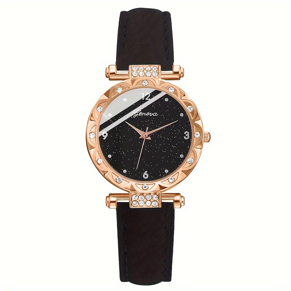 5 ta ayollar uchun rhinestone kvarts soatlari, charm bilan ta'minlangan va yurakli zargarlik to'plami