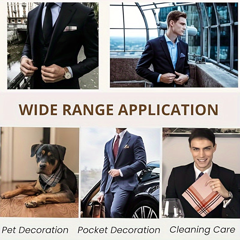 Six Elegant Plaid Cotton Blend Handkerchiefs for Men and Women Christmas Gift