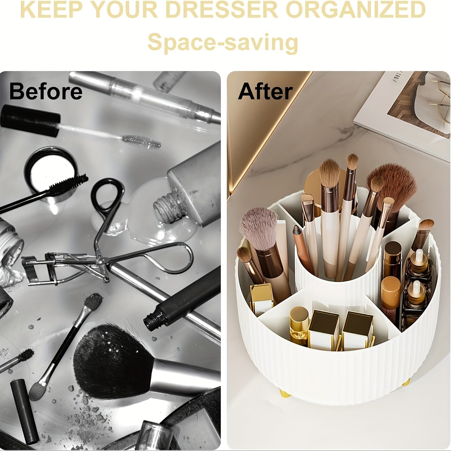 Caja de almacenamiento cosmética con superficie brillante de material ABS, rotación de 360 grados, alta dureza