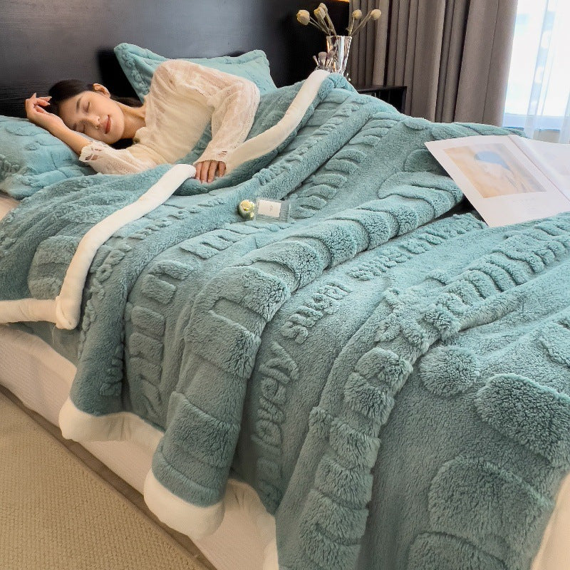 Cozy Winter Blanket Plush Fleece Throw Plain Weave Bed Camping Nap Shawl
