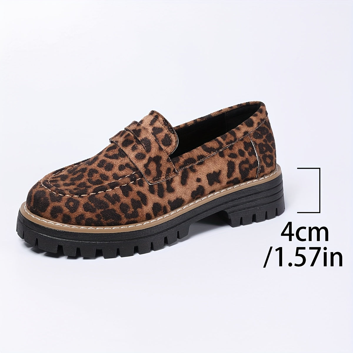Women's Leopard Print Platform Loafers Wide Fit Casual Flat Shoes