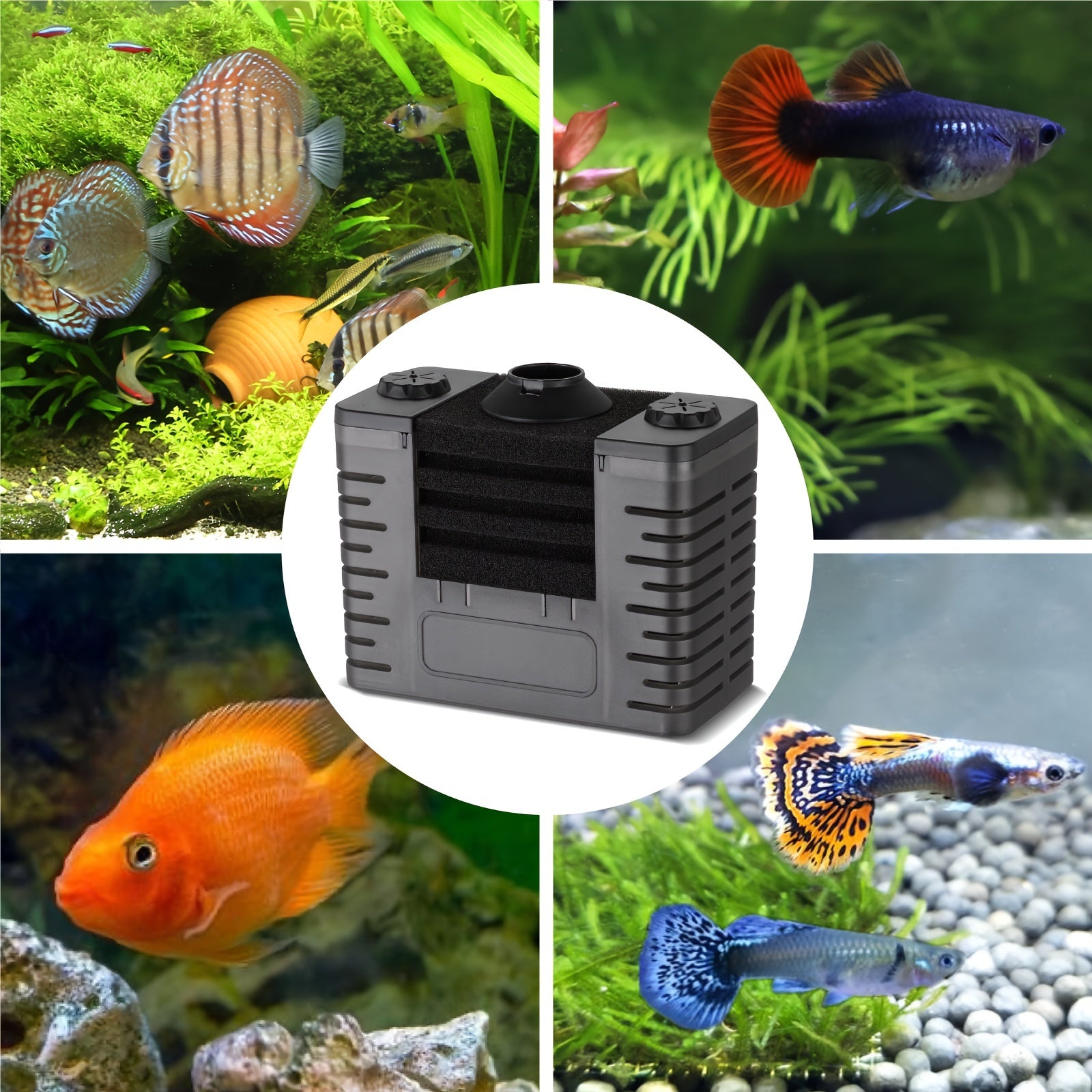 Silent Multifunctional Aquarium Water Pump with Built-in Filter for Fish Tanks