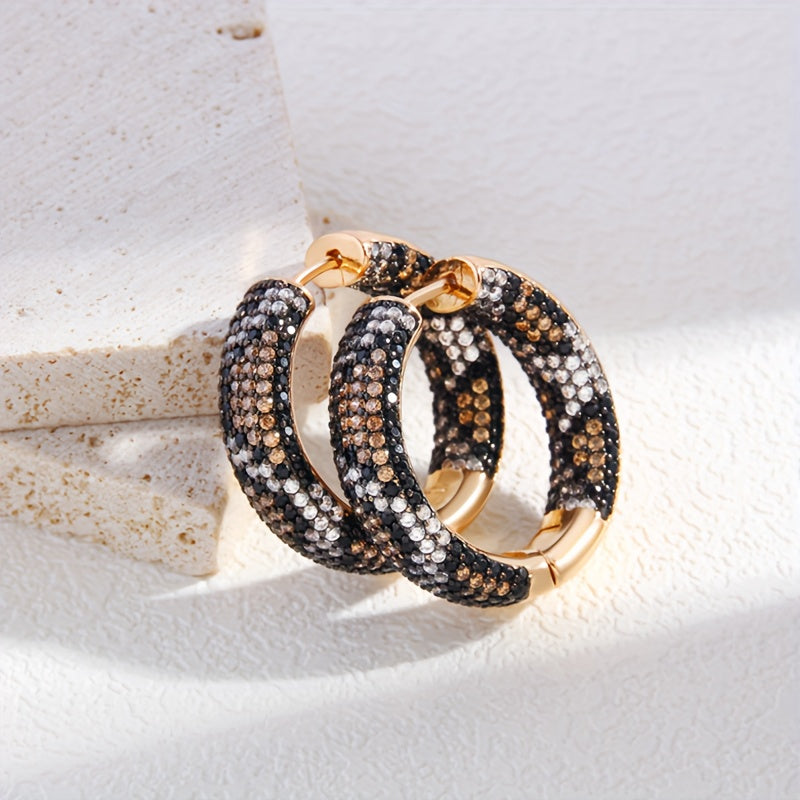 Ayollar uchun Leopard Print Zirconia quloq taqqichlari, misli zargarlik, zamonaviy sovg'a