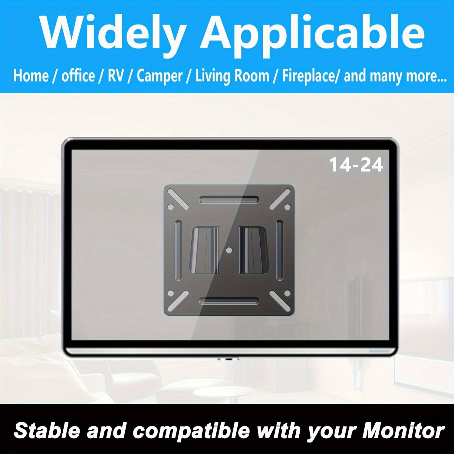 Low Profile Wall Mount for 14-24 Inch TVs and Monitors VESA Up to 100x100mm Holds 13.61kg for RV and Home Office