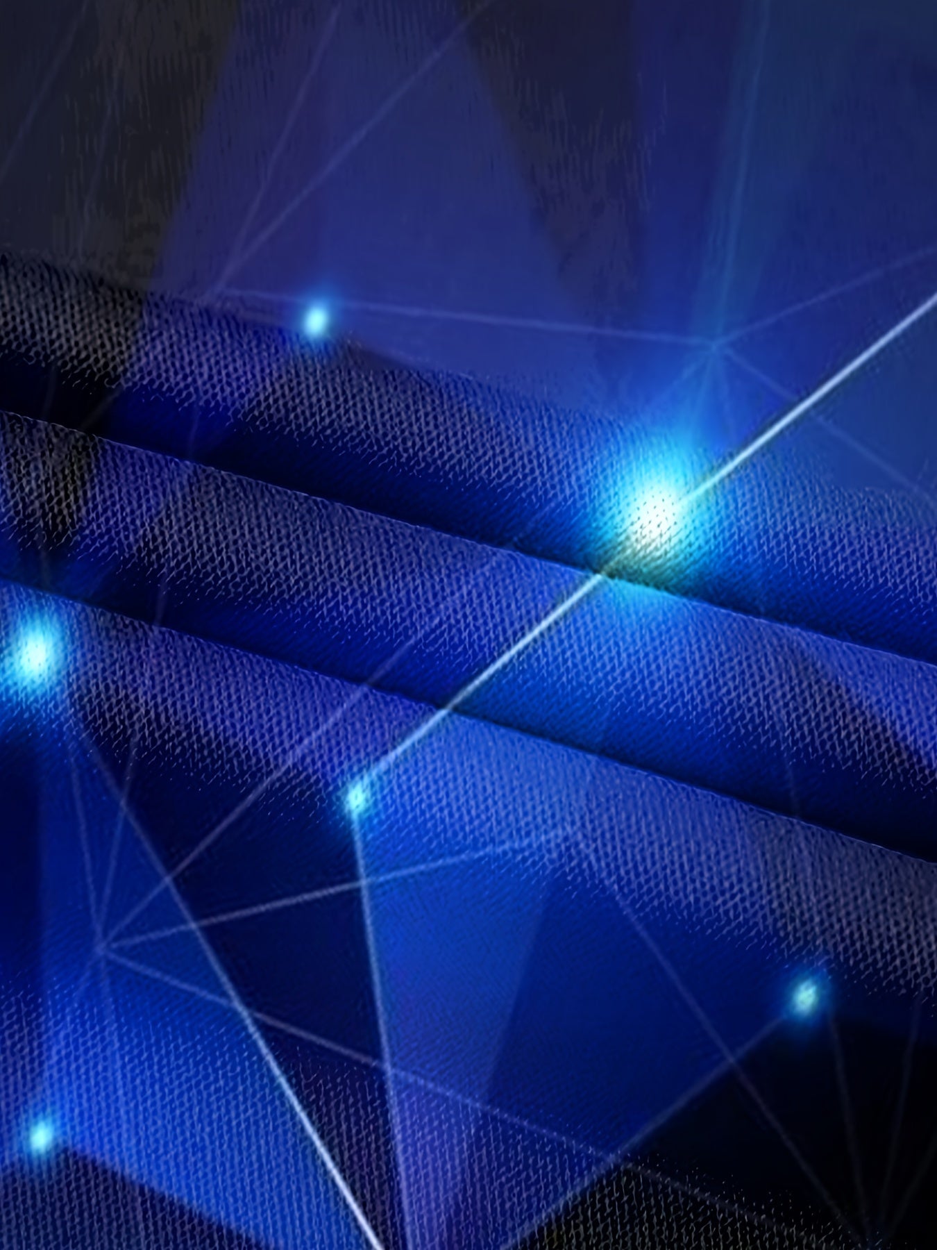 Men's Blue Starry Night Geometric Long Sleeve Shirt Polyester Casual Button-Up with Chest Pocket