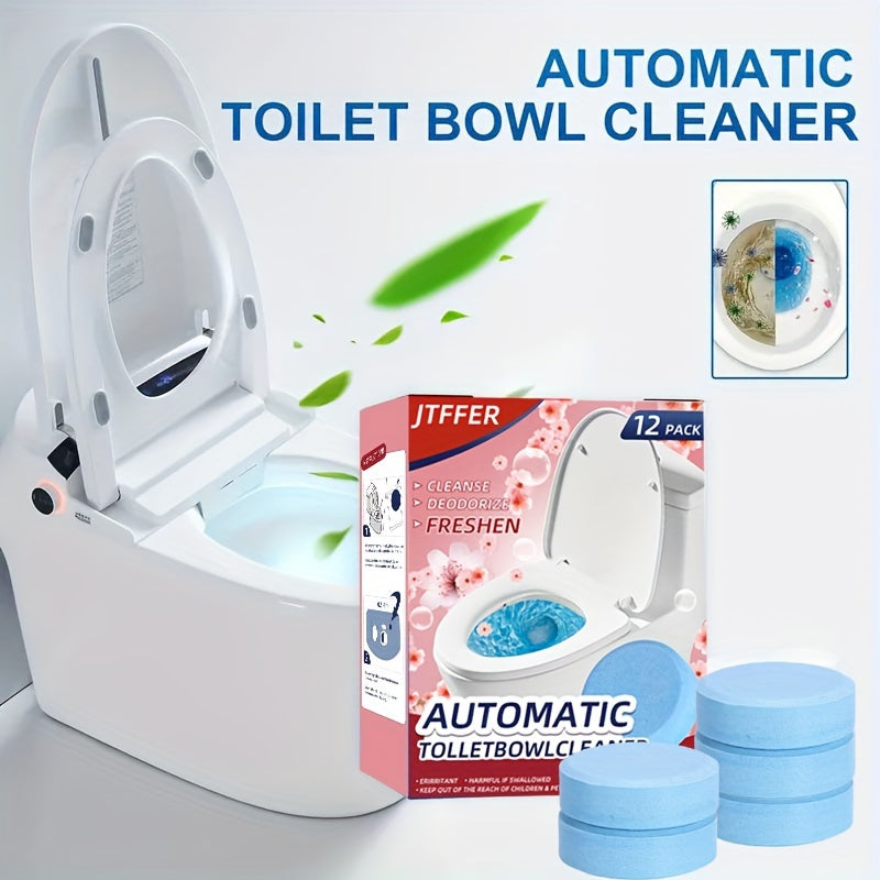 12 Pack Automatic Toilet Bowl Cleaner Tablets Descaling Deodorizer Deep Cleaning
