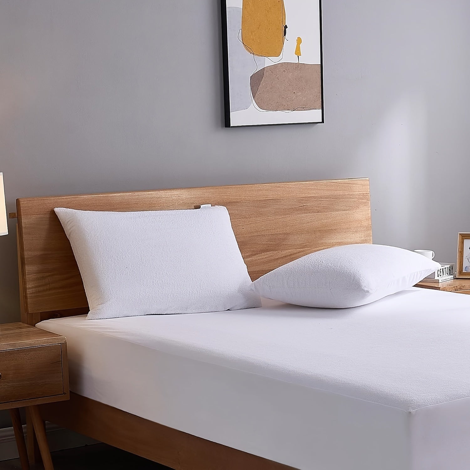 Waterproof Twill Weave Pillowcase with Velvet Touch, Stain-Resistant, 60 Thread Count